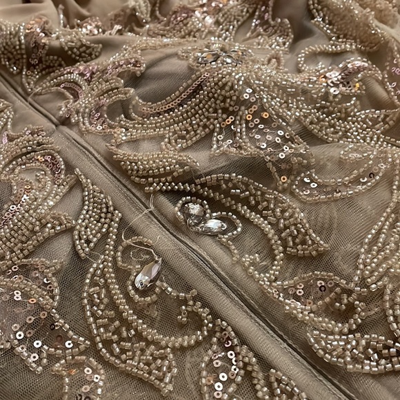 transparent long sleeves with beading details nude color size 14 petite - Picture 4 of 6